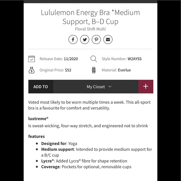 💕LULULEMON ENERGY BRA-FLORAL SHIFT MULTI, 8💕 - Picture 12 of 13